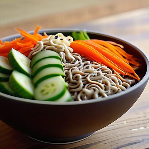 Refreshing Cold Soba Noodle Salad bowl.