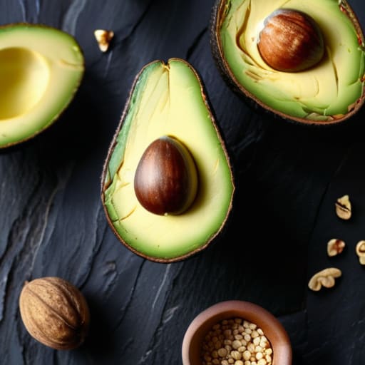 Healthy fats for hormones in food.