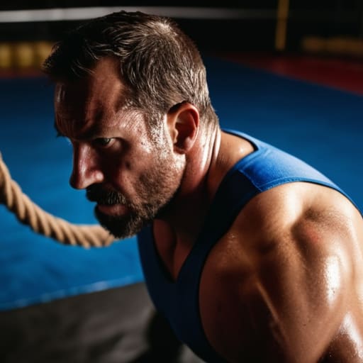 Athlete performing wrestling endurance training.