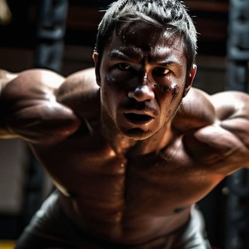 Building wrestling pushing strength through training.